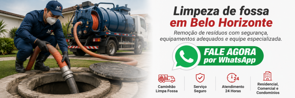 técnico realizando limpeza de fossa em belo horizonte com caminhão limpa fossa