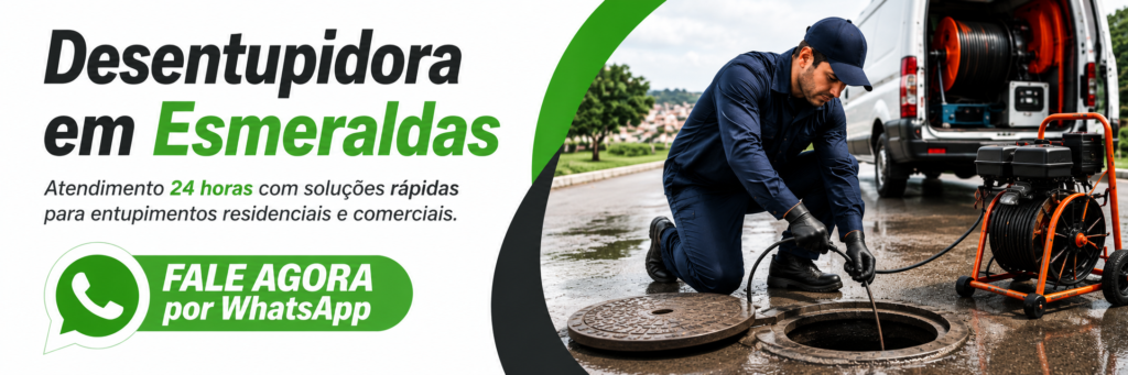 Desentupidora em Esmeraldas com atendimento 24 horas para desentupimentos residenciais e comerciais.