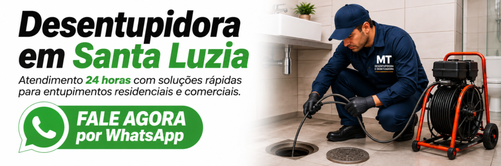 Profissional realizando serviço de desentupimento em Santa Luzia com equipamento especializado.