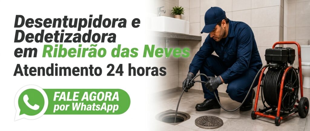 Profissional realizando serviço de desentupimento em Ribeirão das Neves com equipamento especializado.